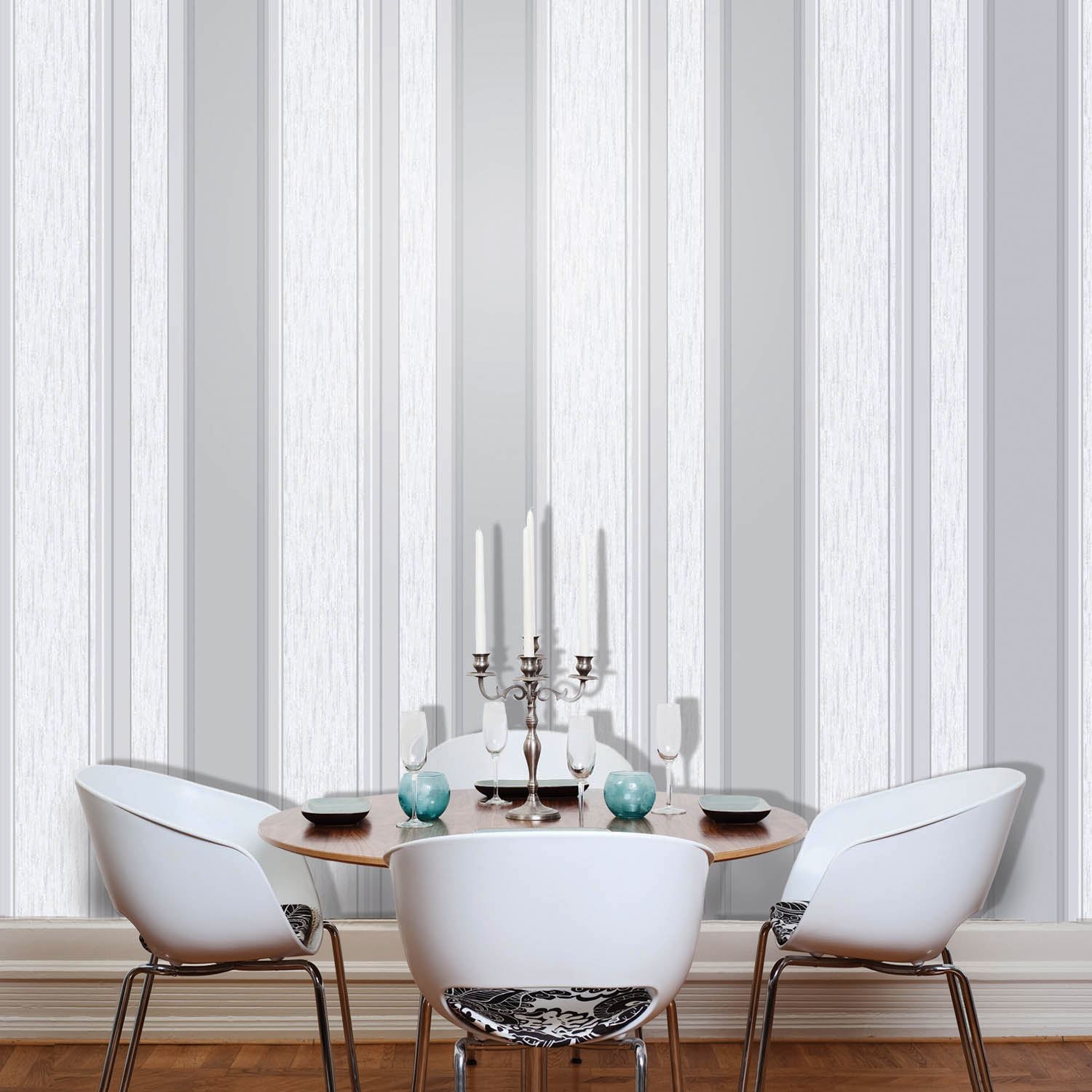 Synergy Righe Carta da Parati Glitterata Grigio Colomba - Vymura M0853 Sparkle