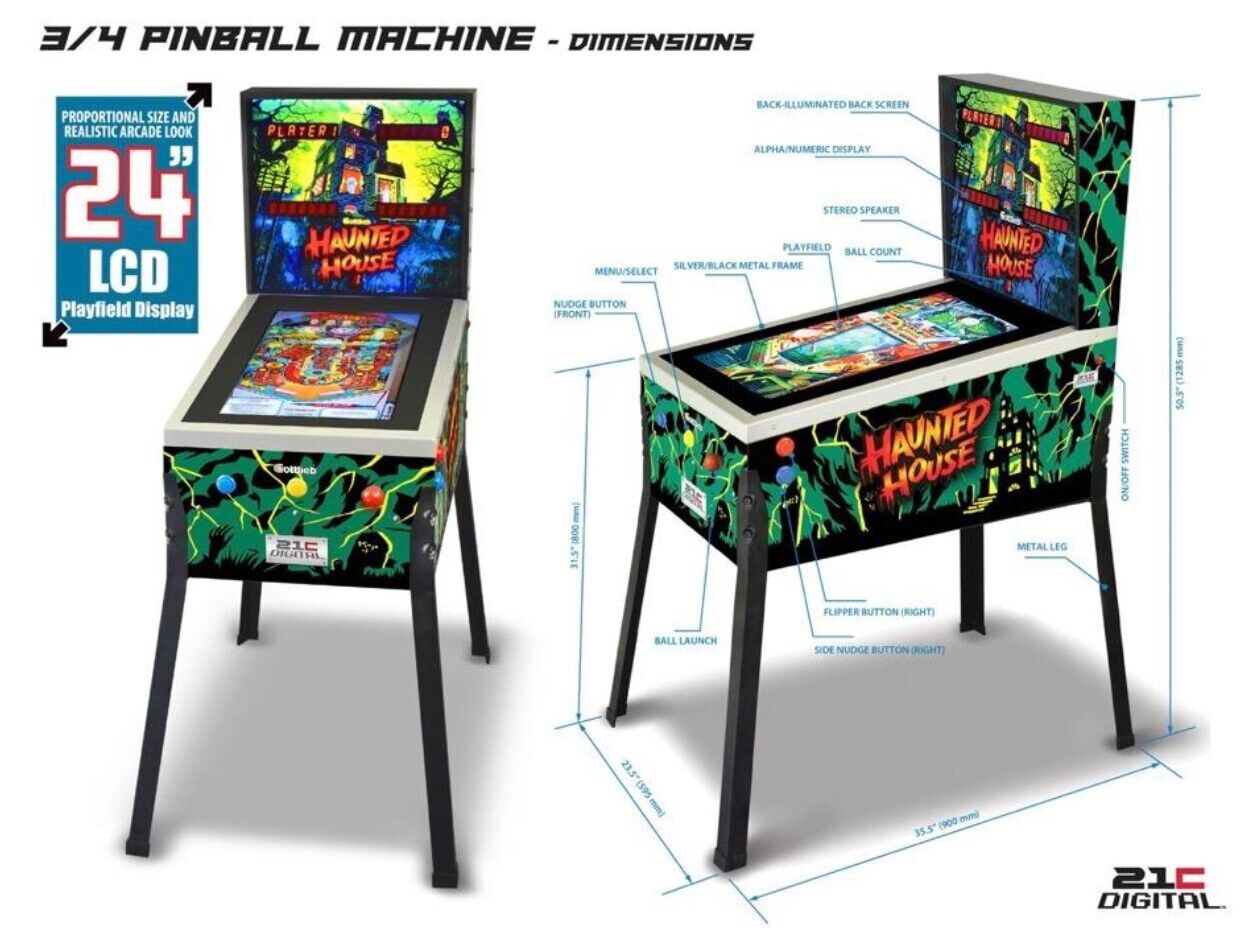 Flipper Pinball Machine 21C DIGITAL 3D Haunted House TOY SCOCK Sped. GRATUITA
