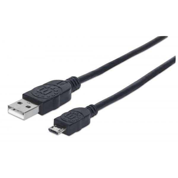 Manhattan Cavo USB 2.0 A maschio/Micro B maschio 0,5m Nero