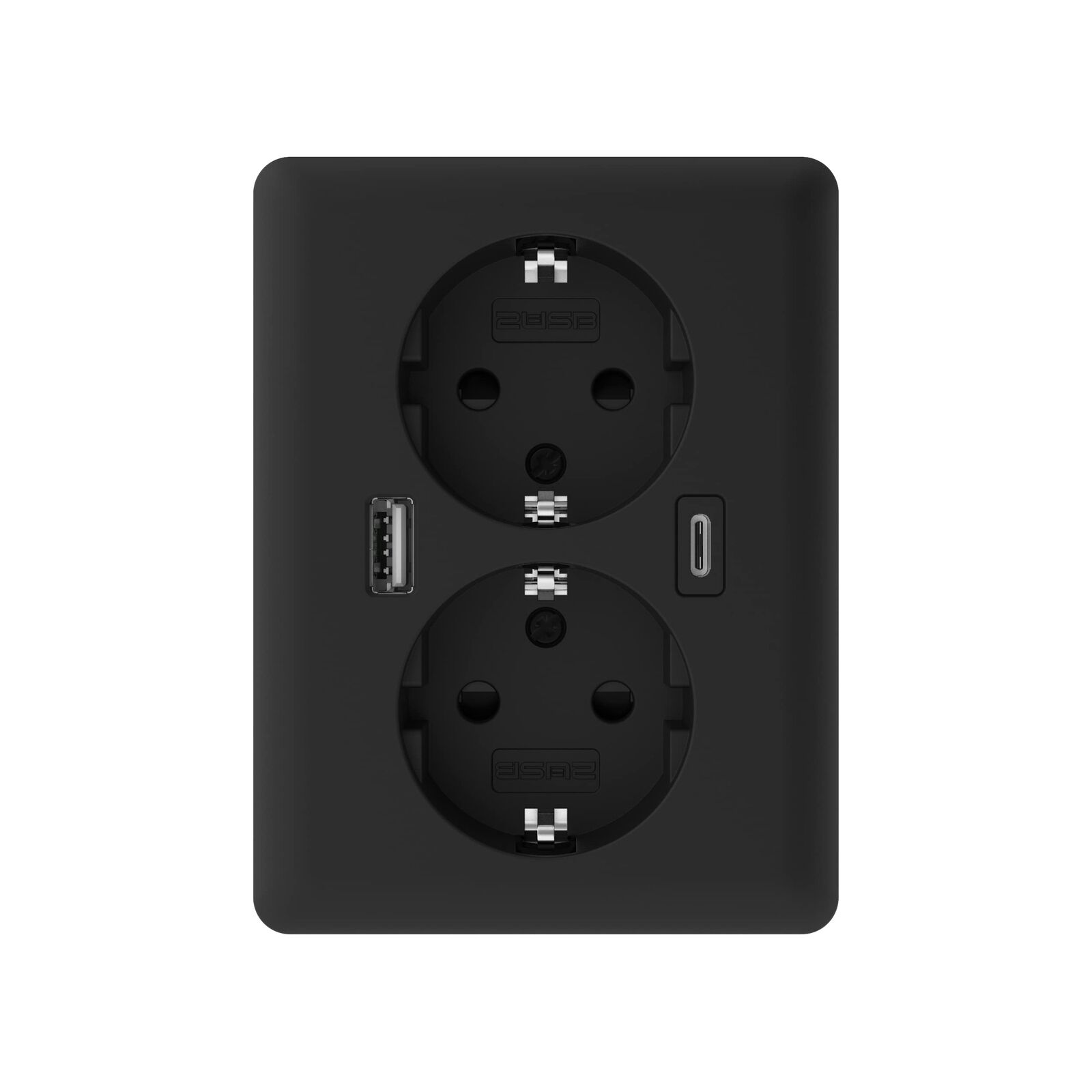 2USB easyCharge DUO USB AC Double Socket Outlet 18,0 W/3,6 A, nero opaco (Z2m)