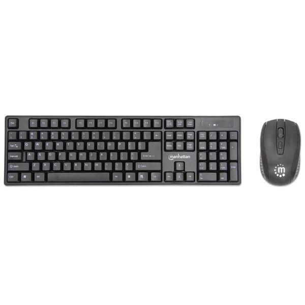 Manhattan Kit Tastiera e Mouse 1600 Dpi Wireless Nero