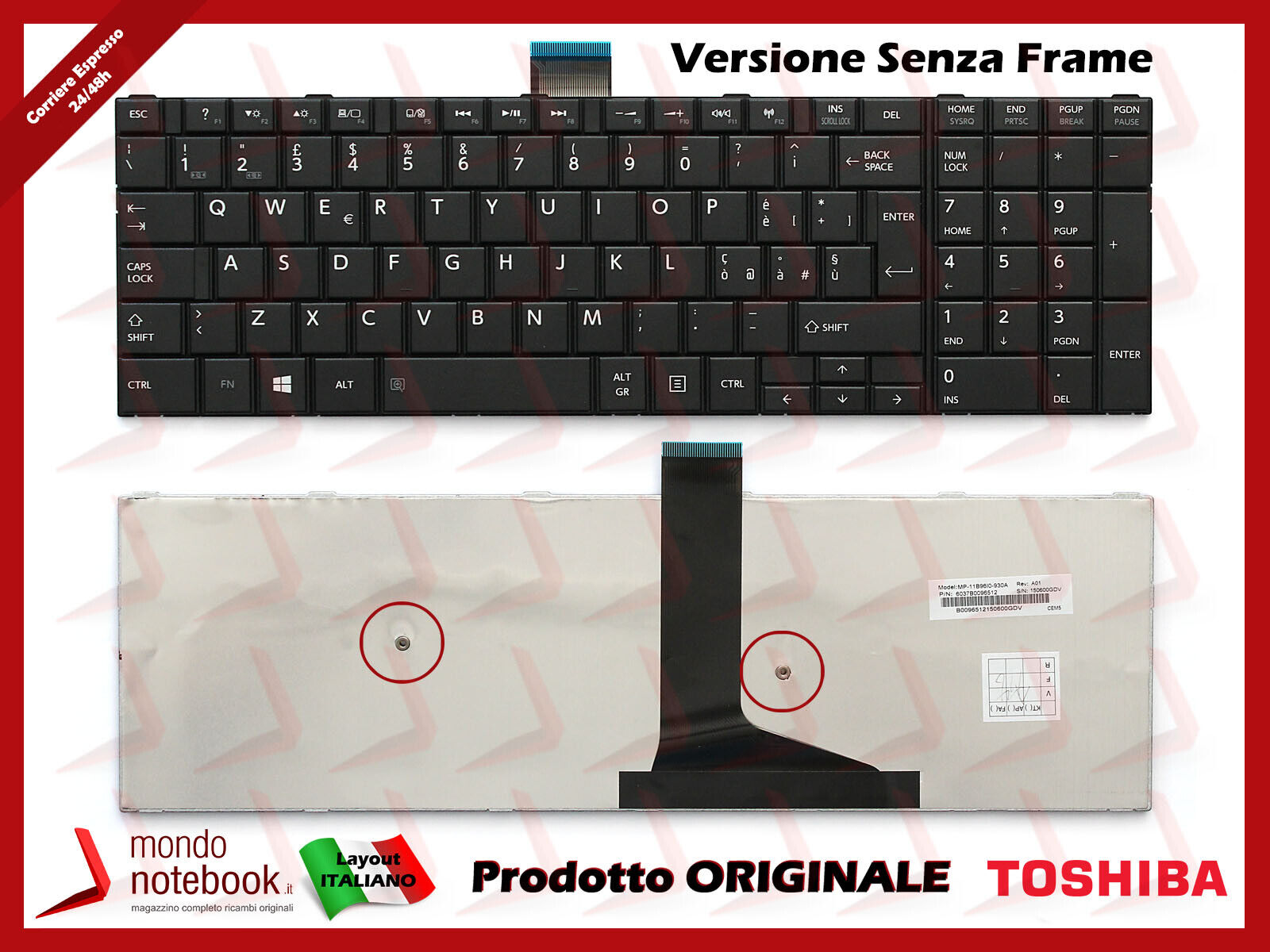 Tastiera Italiana TOSHIBA Satellite S50-ABT2N22 S50-AST2NX2 S50-AST3NX1 S50D