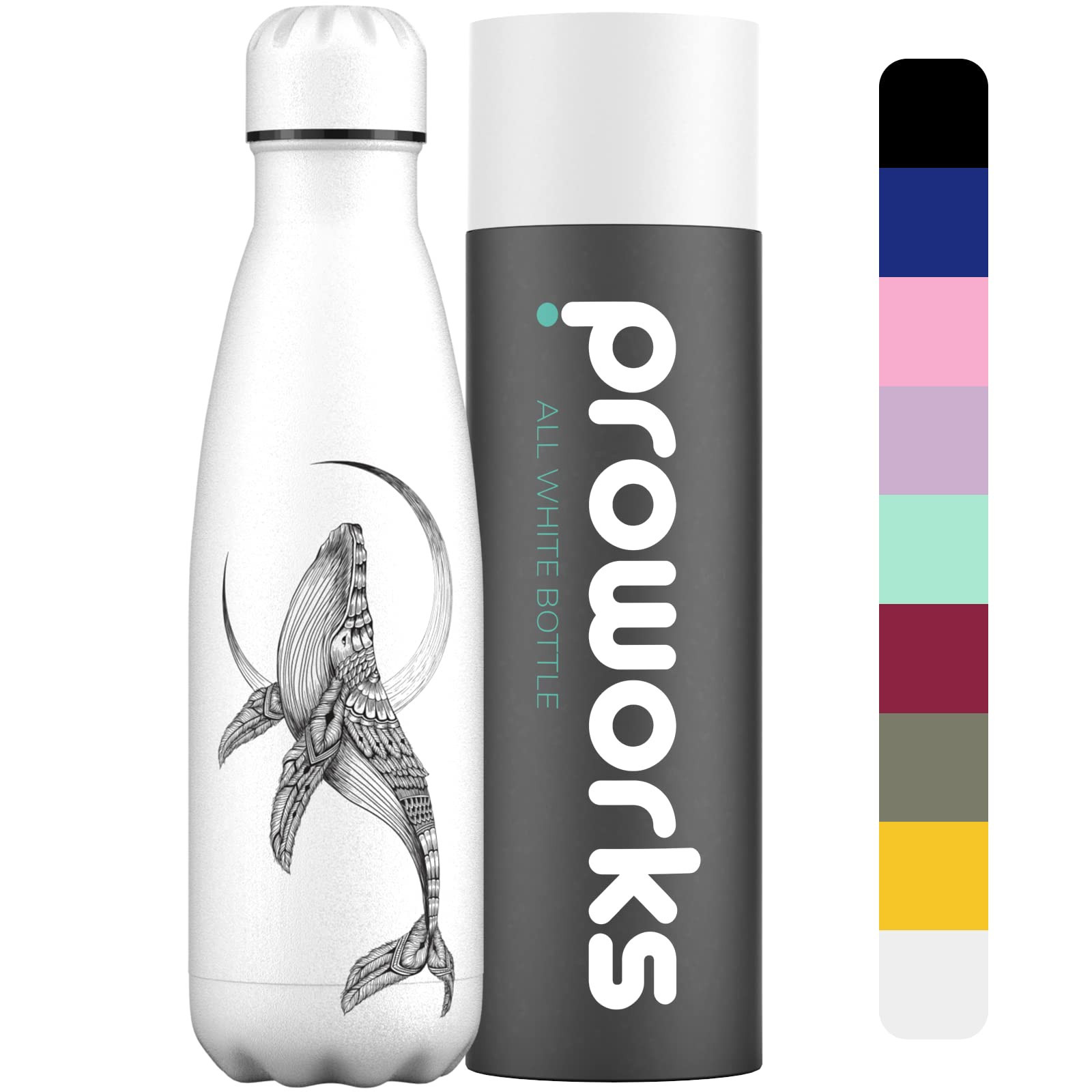 Proworks Bottiglia Acqua in Acciaio Inox, Vuoto Isolato Borraccia Termica (J2j)