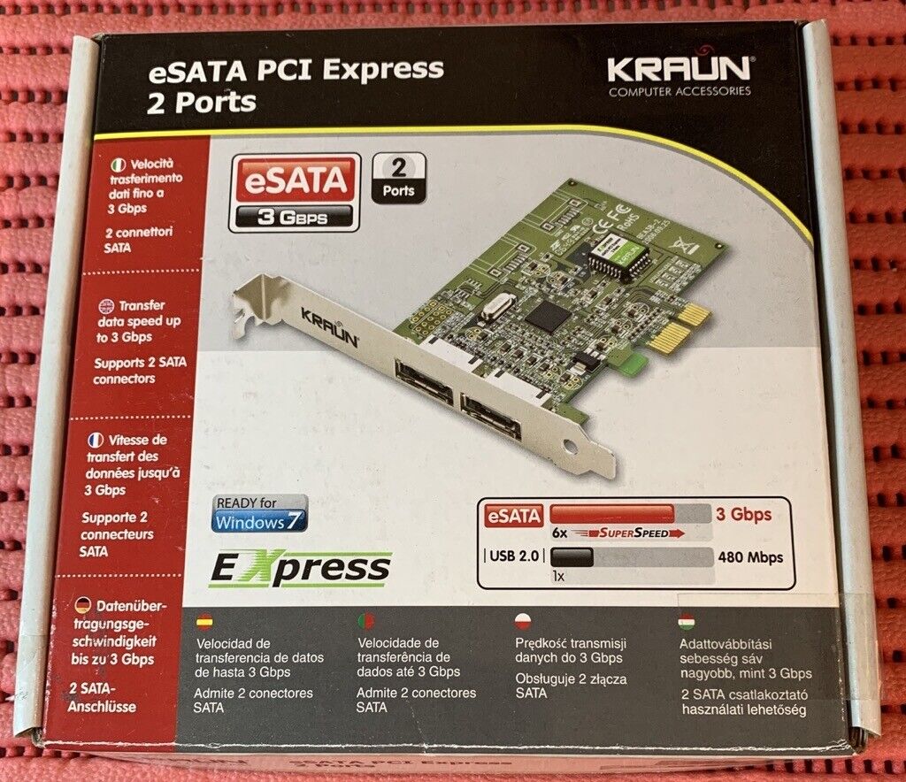SCHEDA eSATA PCI EXPRESS 2 PORTE KRAUN 3GBPS KR.GE NUOVA SIGILLATA - VEDI FOTO