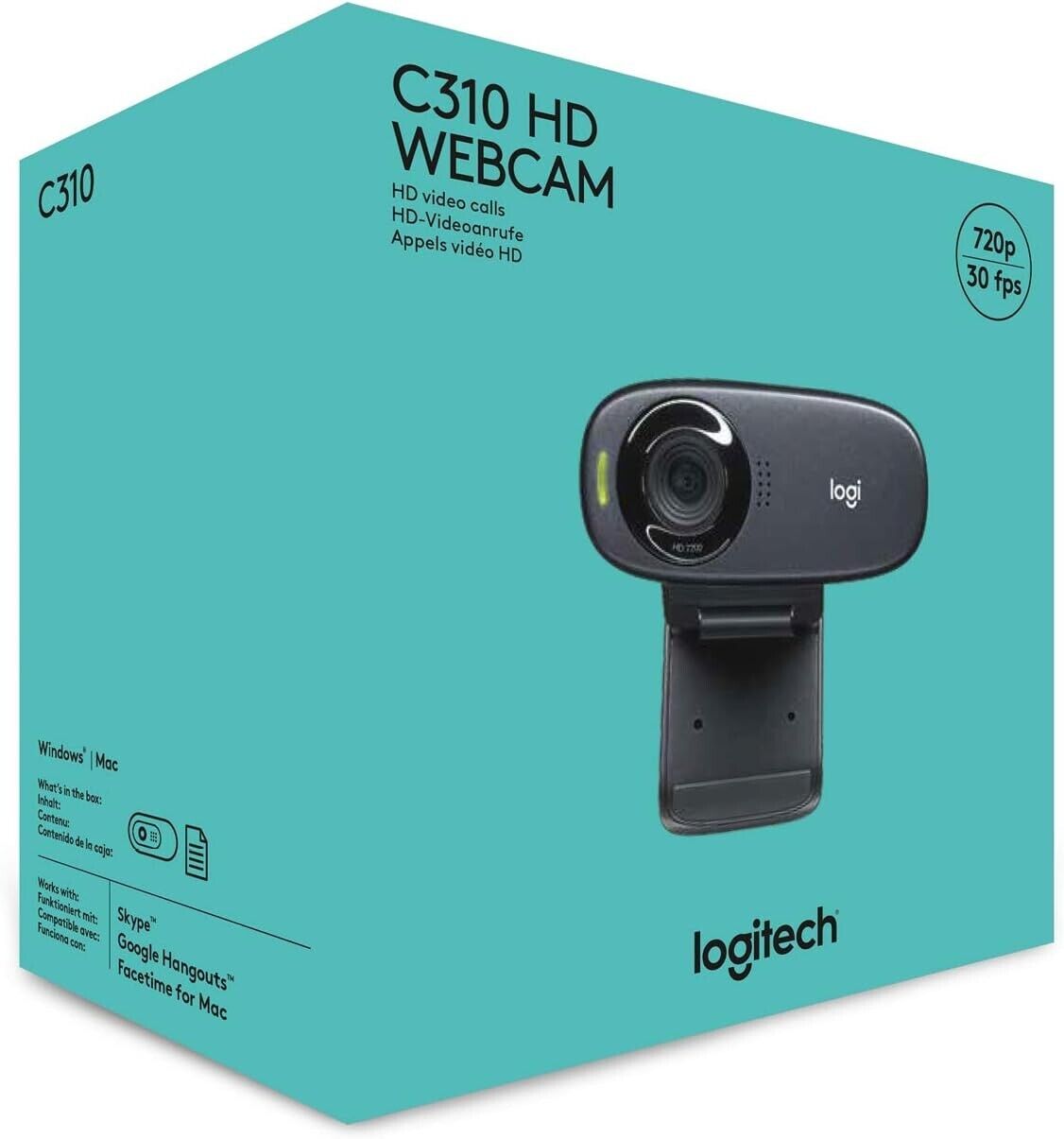 Logitech C310 Webcam HD Cablata 720p 30FPS Microfono Riduzione Rumore Skype/Zoom
