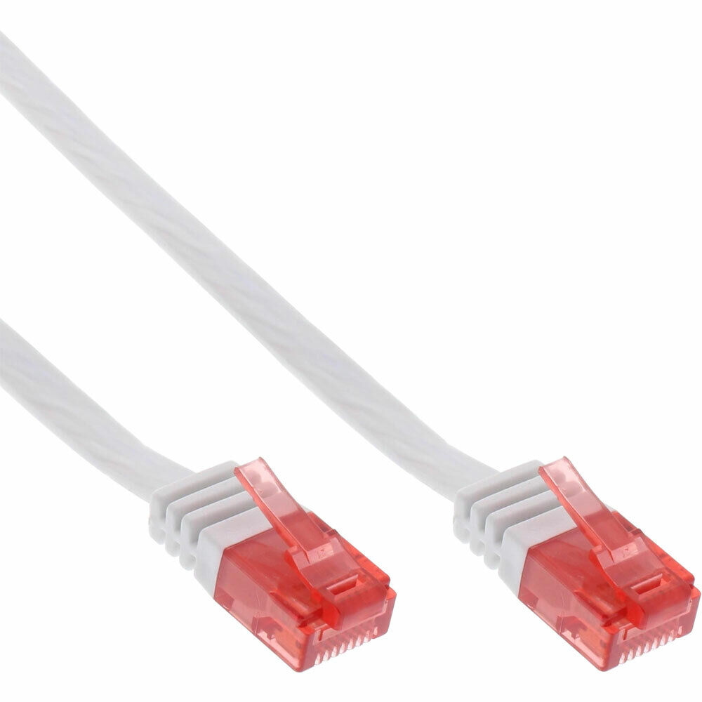 INL InLine® Cavo Rete Lan, U/UTP, Cat.6 Piatto, bianco, 2m, Patch Ethernet PVC,