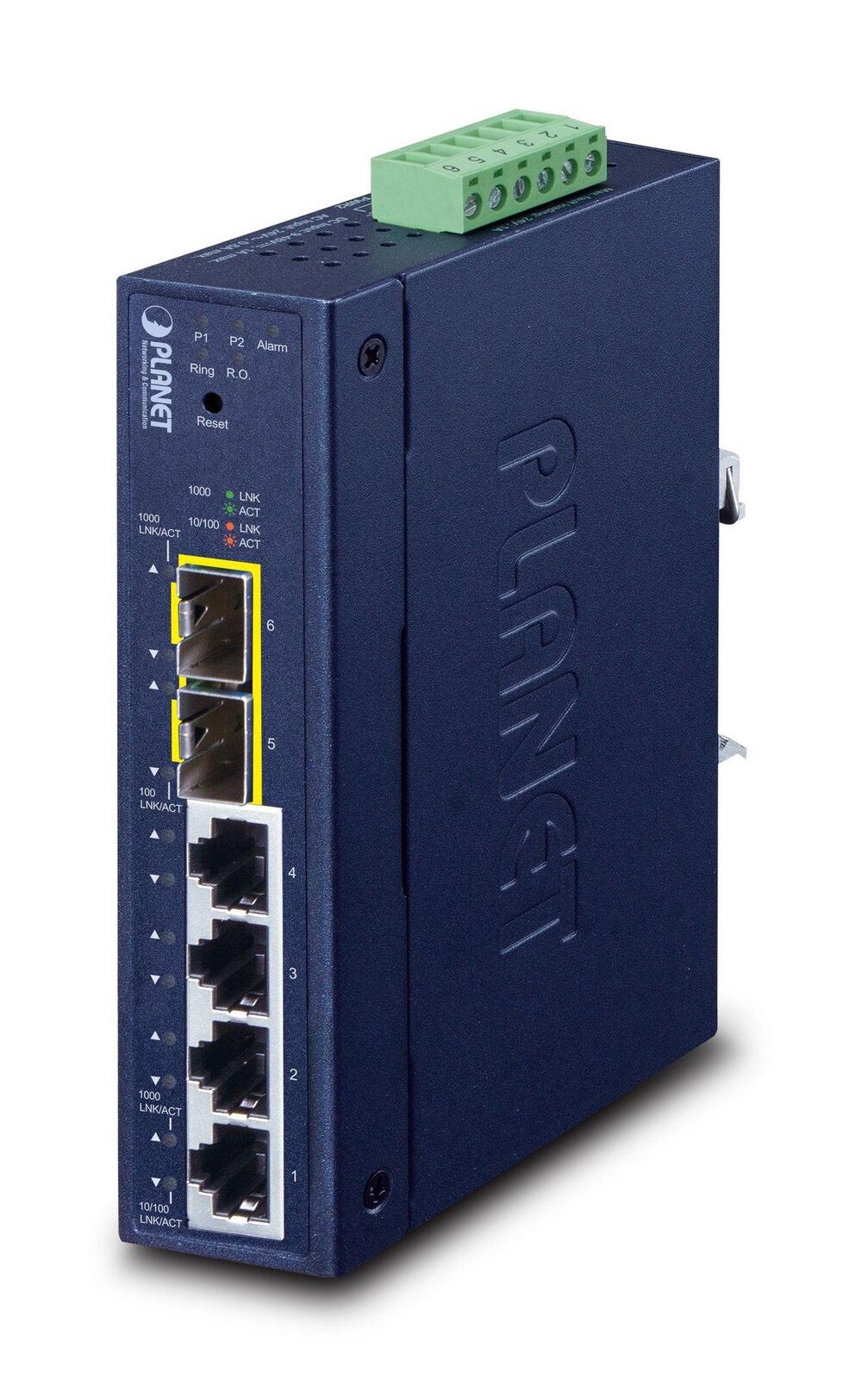PLANET Industrial L2/L4 4-Port Gestito L2/L4 Gigabit Ethernet 10/100/1000 Blu (I