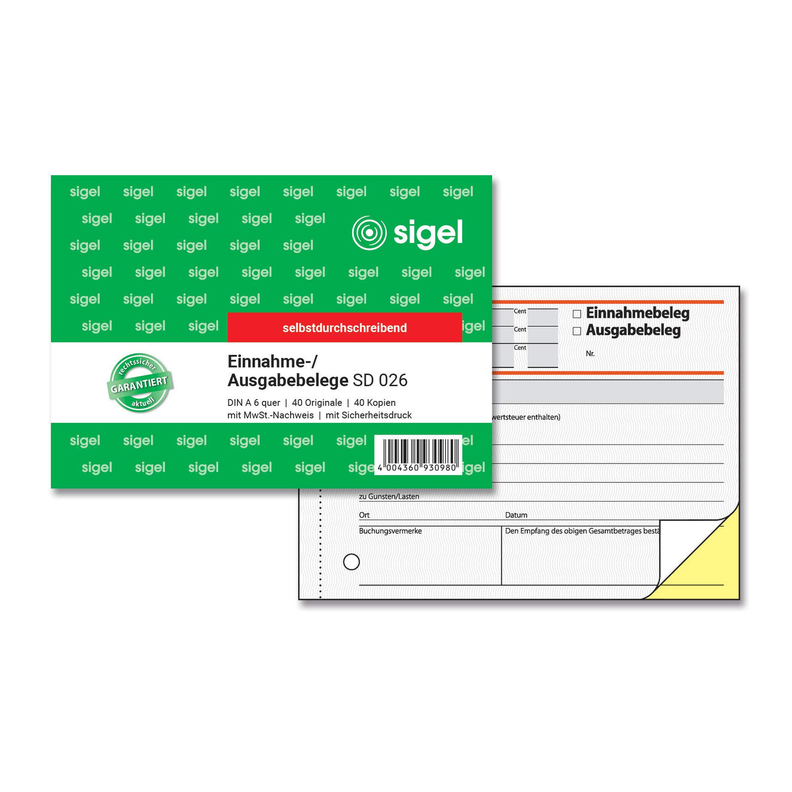 Sigel – Output/Input Receipt Horizontal Format Carbonless Copying, 2 x 40 Sheets