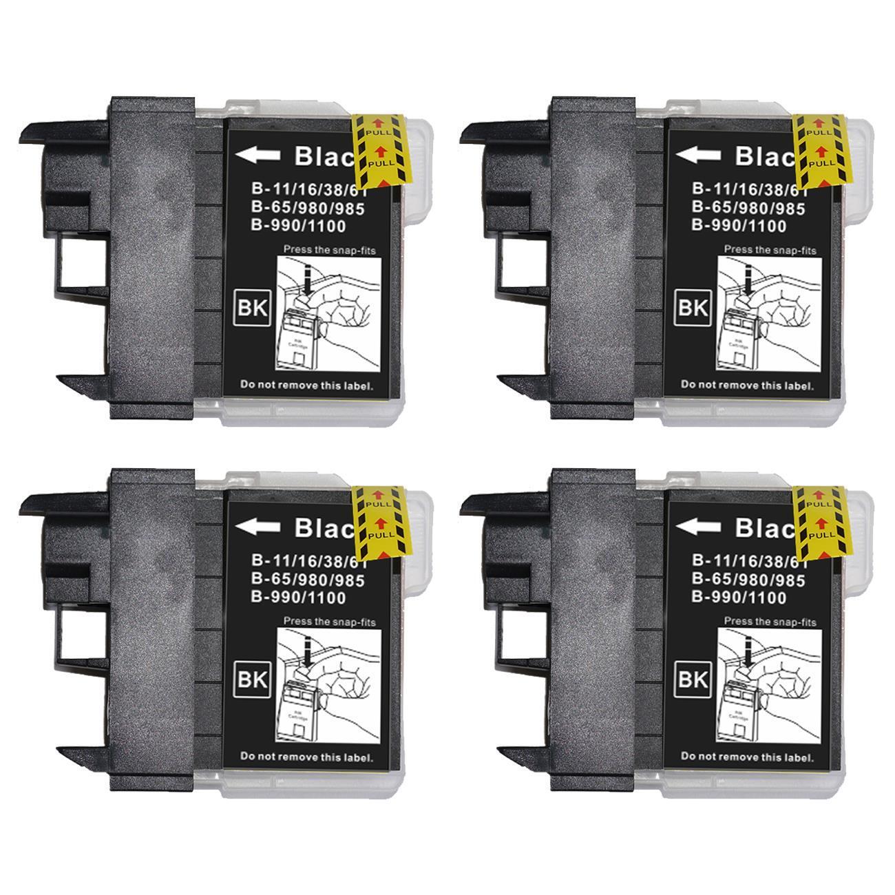 4 Cartucce di inchiostro Nero per Brother DCP-195C DCP-197C DCP-365CN MFC-J615W