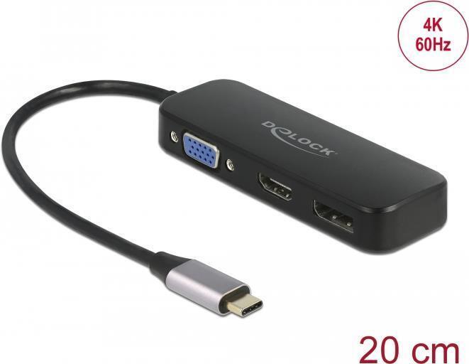 Delock Adattatore USB di tipo C a VGA / HDMI / DisplayPort 4K 60 Hz