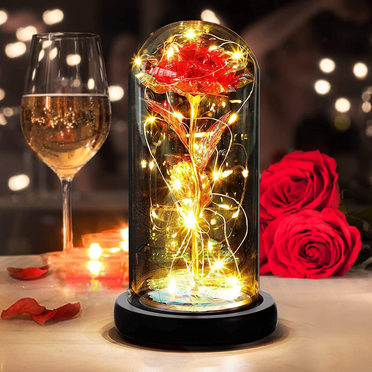 DASIAUTOEM La Bella e La Bestia Rose, Regalo San Valentine, Rosa Eterna (X4R)
