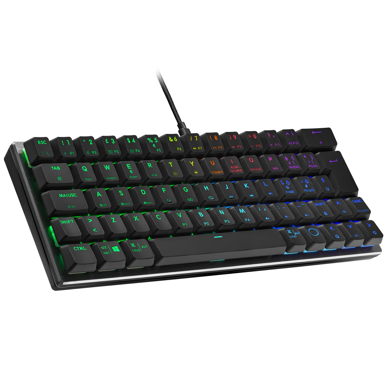 Cooler Master Tastiera Gaming Cablata - Layout IT Compatto 60%, Switch (D6n)