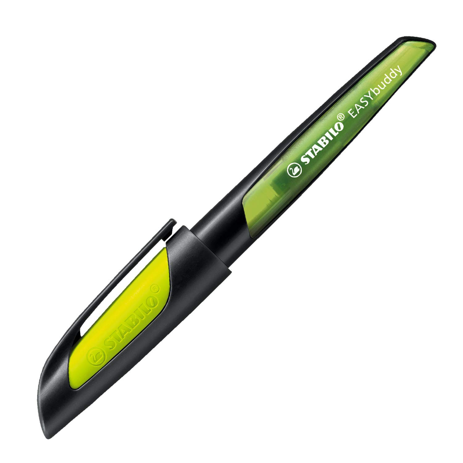 Ergonomic School Fountain Pen - STABILO EASYbuddy - M Nib - Black/Lime Medium Ni