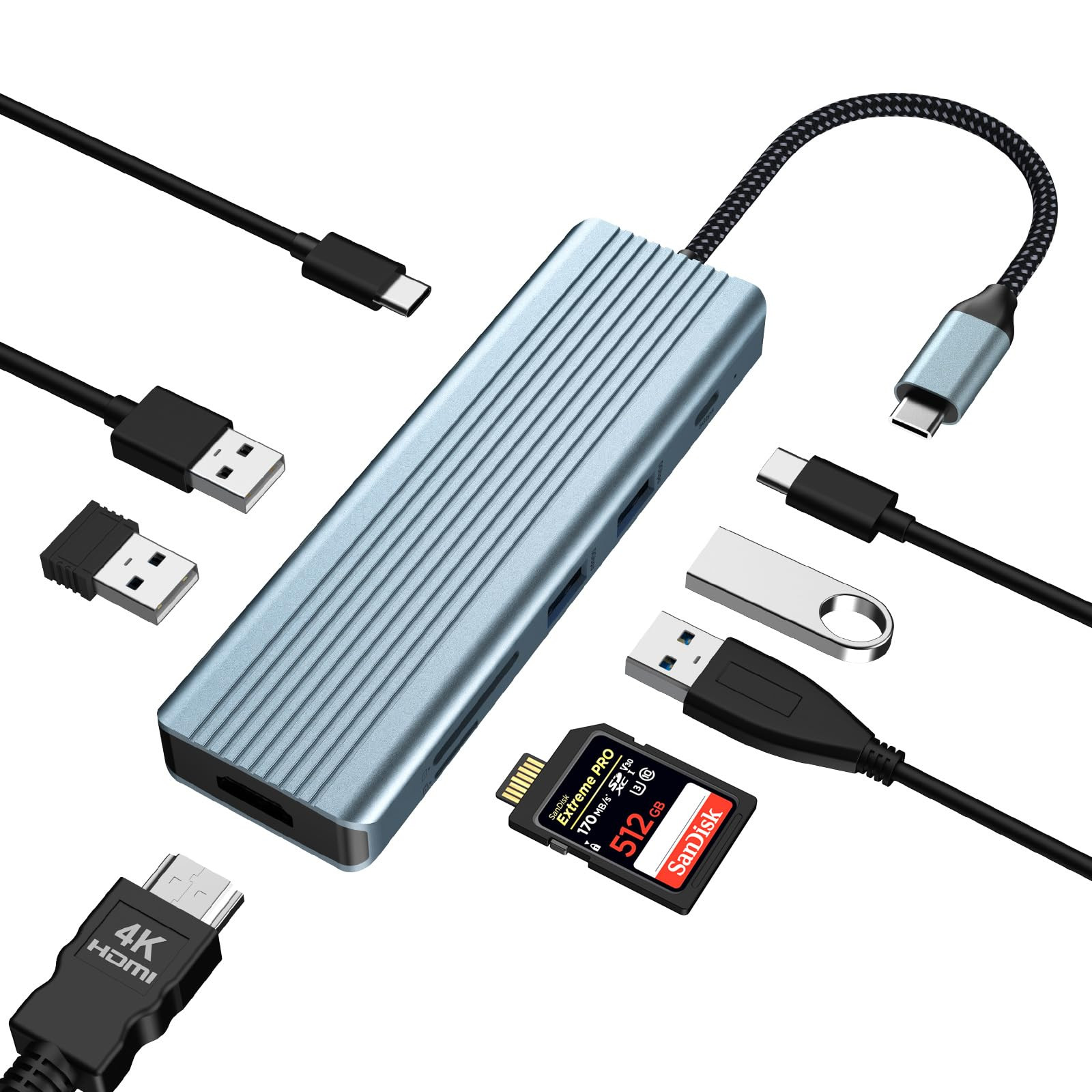 Adattatore USB C HUB, USB C HUB, 4K HDMI HUB, USB C Docking, adattatore (l8u)