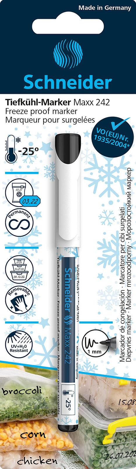 Schneider Maxx 242 Freezer Marker, Black, 1 mm Line Width, Frost Resistant to -2