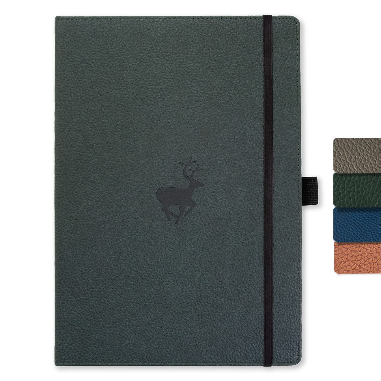 Dingbats - Wildlife Dotted Extra Large Notebook, Green Deer, A4 - Hardcover Note