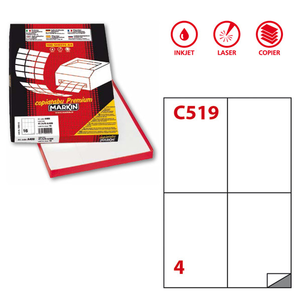 Etichette Adesive Markin - A4 - 105x148,5 mm - Extra Forte - X210C519SP (Bianco