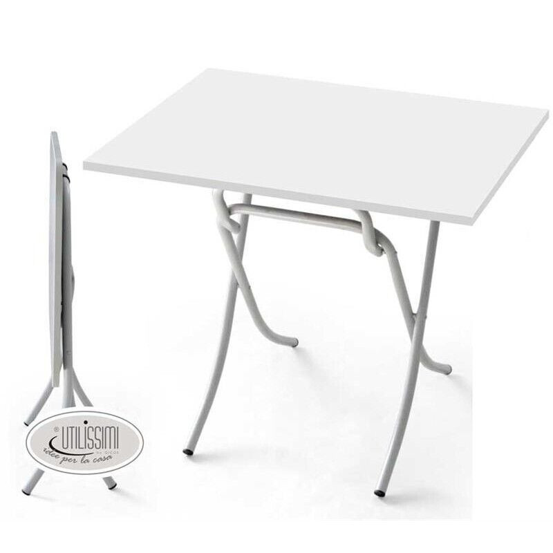 TAVOLO PIEGHEVOLE RETTANGOLARE IN LEGNO E METALLO 90 X 60 X 77 CM BIANCO
