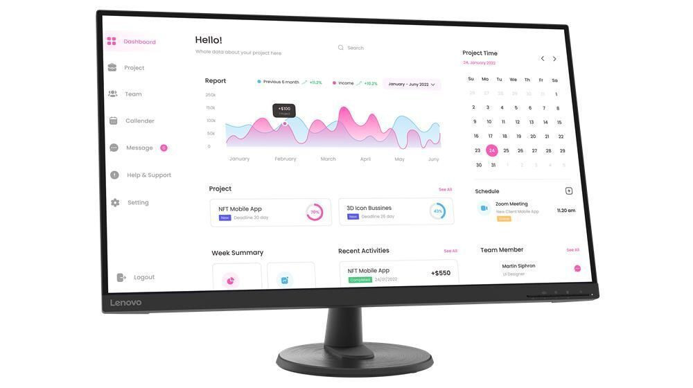 Lenovo D32-40 Monitor Pc 31.5" 1920x1080 Pixel Full Hd Lcd Nero 66fcgac2it