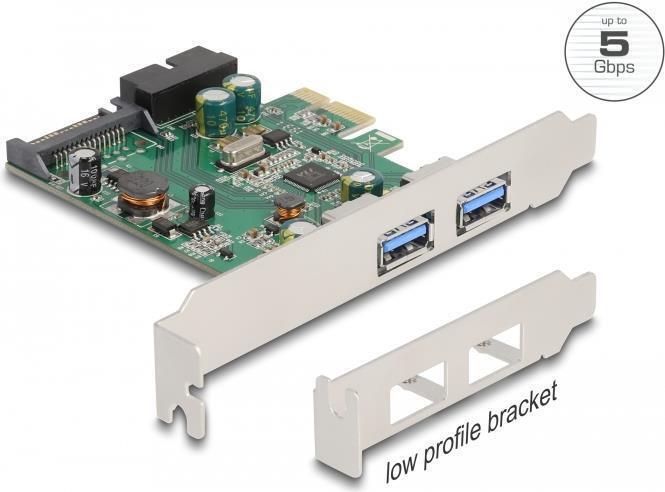 Delock Scheda PCI Express x1 a 2 x USB 3.2 Gen 1 Type-A esterna 1 x intestazione