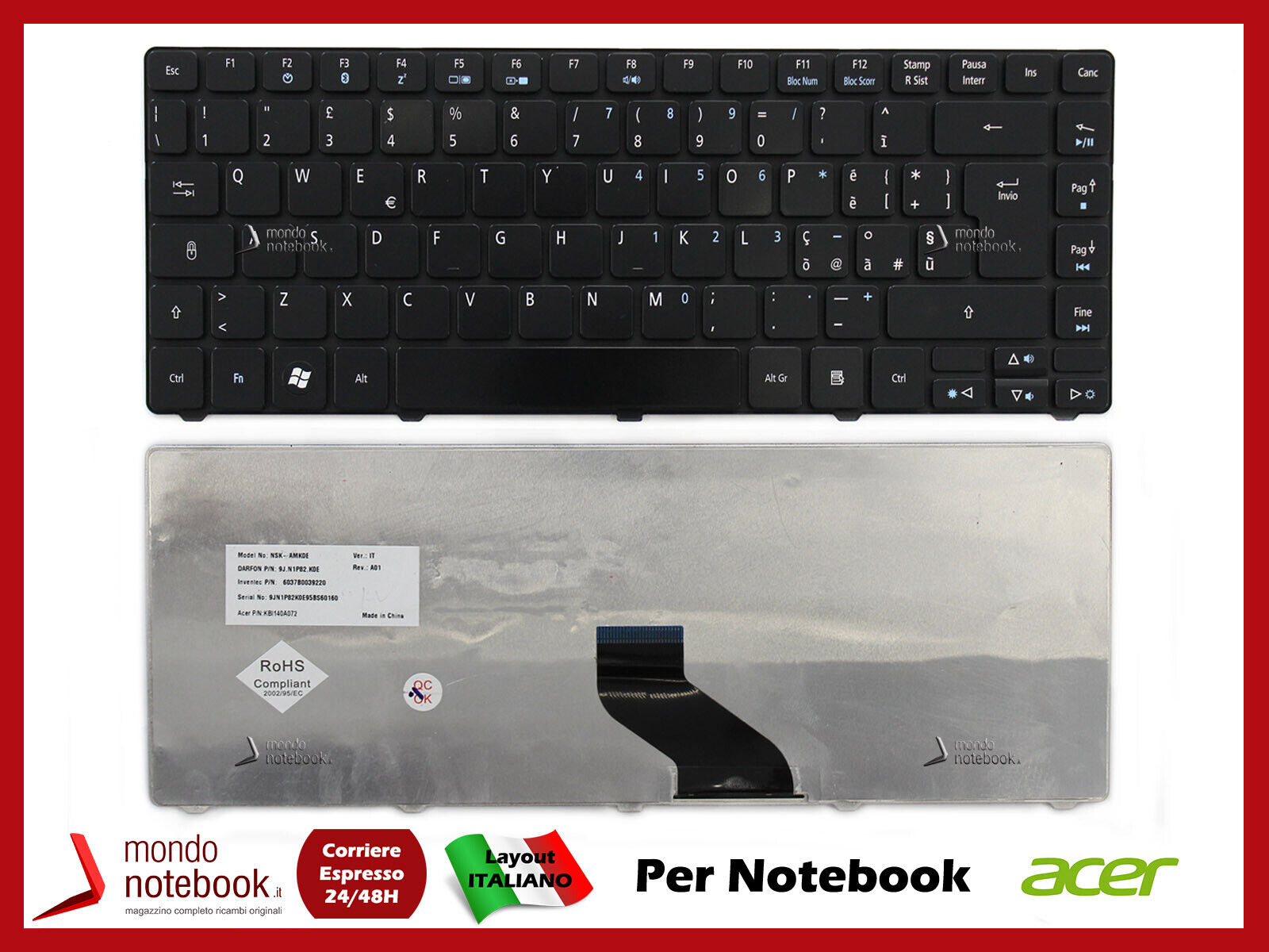 TASTIERA PER ACER NSK-AM10E NSK-AM20E NSK-AMKOE ZQ1