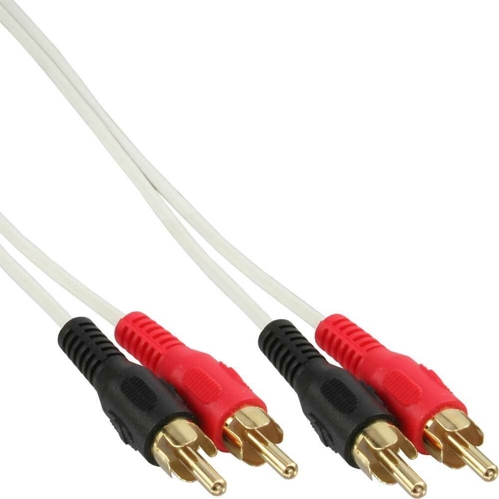 INL InLine® Cavo Audio 2x RCA maschio / maschio, 1m, dorato, bianco