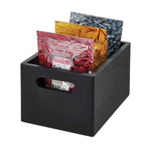 Idesign The Home Edit Piccolo Contenitore Multiuso Con Maniglie In Legno Paulonia, Nero