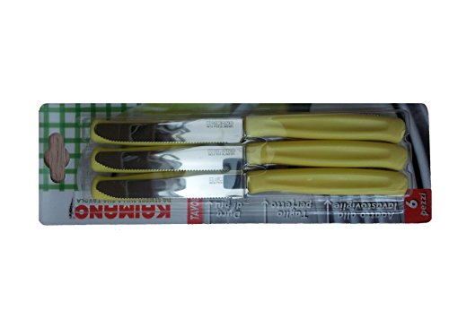 Kaimano Kdn021506G 6 Coltelli Tavola Lama Dentata Dinamik Giallo