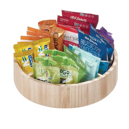 Idesign The Home Edit Contenitore Girevole Lazy Susan Da 30,5 Cm Con Divisorio Rimovibile, Legno Paulonia Naturale
