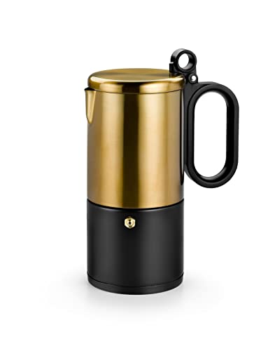 Bra Kaffe - Macchina Da Caffè In Acciaio Inox Da 12 Tazze, Nera E Rame, Adatta A Tutti I Tipi Di Fornelli E All'Induzione