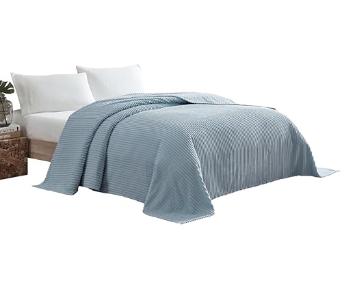 Beatrice Home Fashions Channel Copriletto In Ciniglia, Blu, Queen