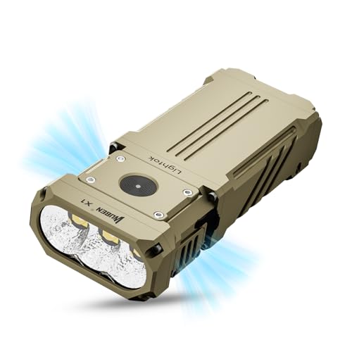Wuben X1 Torcia Led 12000 Lumen, Torcia Estremamente Luminosa Tipo C Ricaricabile Edc 3 Xhp 70.2 6000K Con Fondina, 7 Modalità Di Raffreddamento, Per