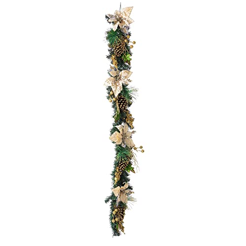 Bizzotto - Boa Ghirlanda Kyle Poinsettia 180Cm Decorazione Natalizia Pvc