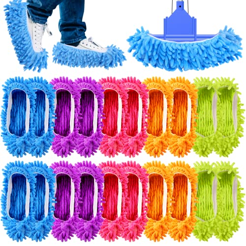 10 Paia Di Scarpe Mop, Pantofole Per La Pulizia Dei Pavimenti, Riutilizzabili, In Microfibra, Lavapavimenti Lazy Slippers Mop, Pantofole Per Casa, Pav
