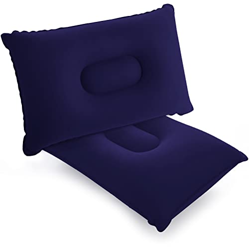 Sutafor 2X Cuscini Gonfiabili Da Campeggio Ultraleggero E Portatile Cuscino Piccolo Per Viaggio, Spiaggia, Escursioni 34X22 Cm Blu