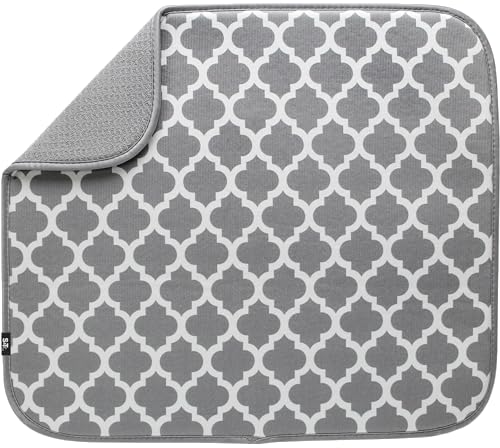 S & T 376900 In Microfibra Tappetino Scolapiatti, Crema, White Trellis, 16" X 18"