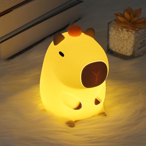 Capibara Lampada, Luce Notturna Per Bambini, Uce Notturna Usb Ricaricabile Con Timer, Lucina Notturna Regolabile, Kawaii Silicone Lampada Animale Per