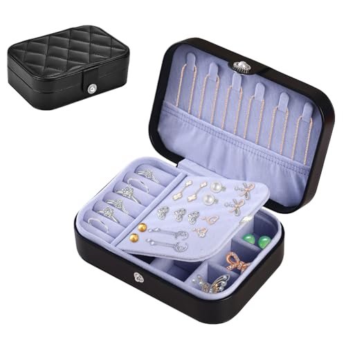 Tsasweet Portagioie Portatile Scatole Portagioie In Pelle Pu Portagioie Da Viaggio Organizzatore Gioielli Da Viaggio Per Orecchini, Anelli, Collane, B