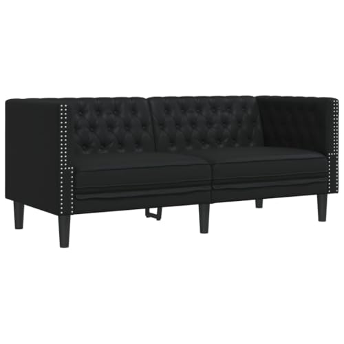 Vidaxl Divano Chesterfield Nero In Similpelle, Divano, Divano A Due Posti In Similpelle, Divano A Due Posti, Divano Imbottito, Divano Da Salotto