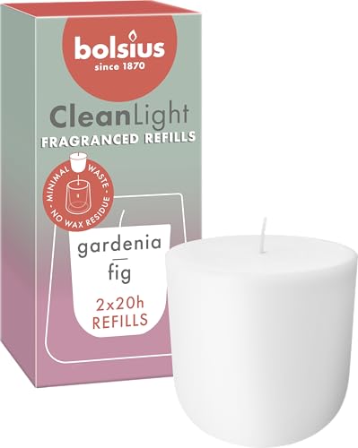Bolsius - Cleanlight Ricarica - Candela Profumata Ricaricabile - Gardenia & Fico - Solo Ricariche - 2 Pz - Durata Della Combustione 20 Ore - Contiene 