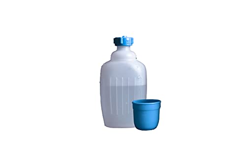 Hünersdorff, Bottiglia Da Campeggio In Hd-Pe, 500 Ml, Colore Naturale, Con Bicchiere Blu
