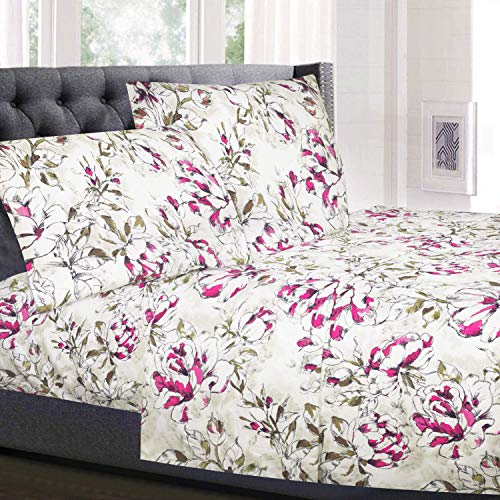 Sweet Home Collection Set Di Biancheria Da Letto Di Lusso Con Lenzuolo Piatto, Lenzuolo Con Angoli, 2 Federe, In Microfibra Spazzolata Doppia, Dolce, 