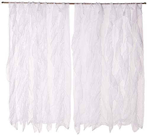 Sweet Home Collection 2 Tende Verticali Arricciate In Voile, 213 X 127 Cm, Shabby Chic 63" X 50" Bianco