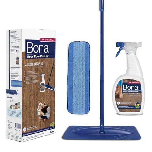 Bona Parquet Pulizia, Set Di Tergicristalli Per Pavimenti In Legno, Set Di Mop Con Detergente Da 1 L E Tampone Di Pulizia In Microfibra, Cartuccia Par