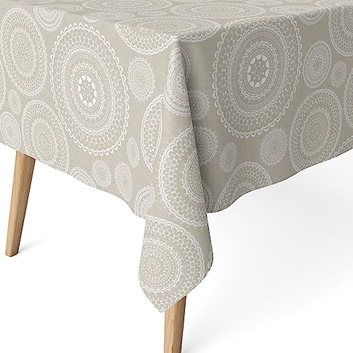 Martina Home Tovaglia Resinata Mandala, 100 X 140 Cm, Colore: Beige