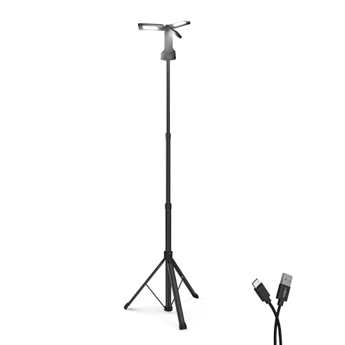Ansmann Luce Da Lavoro A Led Con Treppiede 2M, Robusta E Molto Luminosa Fino A 7000 Lumen, 3X 22 Watt Spotlight, A Batteria, Regolabile In Altezza, Co
