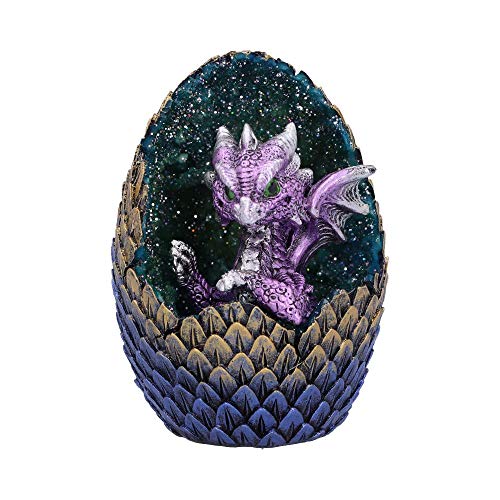 Nemesis Now Purple Glittering Hatchling And Egg Figurine Statuetta Con Scritta In Inglese Geode Home, Colore: Viola, Resina, Taglia Unica