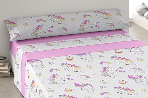 Degrees Home – Unicorno – Lenzuola Per Bambini 105 X 190 – Set Di Lenzuola Da 105 X 190 Per Bambini, Lenzuola In Microfibra, 3 Pezzi, Rosa