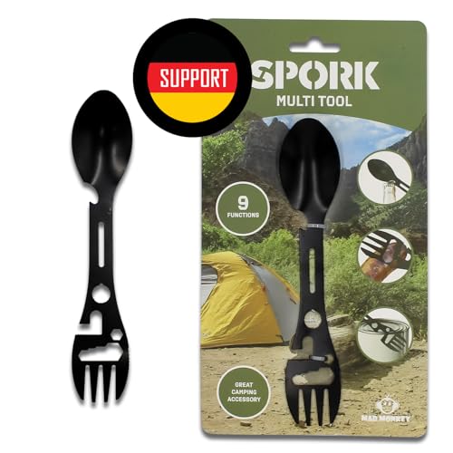 Spork - Cucchiaio Da Campeggio In Acciaio Inox, 9In1 Gadget Per Camper, Multitool Multiuso, Cucchiaio Da Esterno