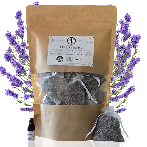 Pif.- Fiori Di Lavanda Di Provenza - 120G Offerti Con Olio Essenziale Di Lavanda - 15 Bustine Da 8G - Prodotto E Assemblato In Francia - Produttore Di